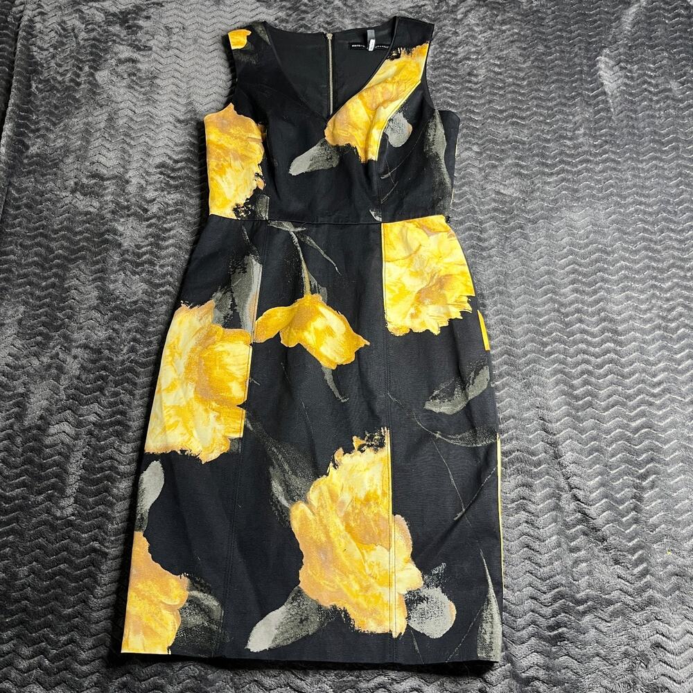 White House Black Market Cotton Dress Yellow Shift Career Summer Size 2